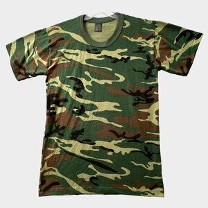 Vintage Tee Swing Woodland Camouflage T Shirt Mens Medium Green USA Short Sleeve